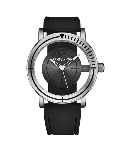 Мужские кварцевые часы-авиатор Stuhrling Sniper 3915, 42 мм, циферблат с перекрестием прицела, каучуковый ремешок, 5 АТМ