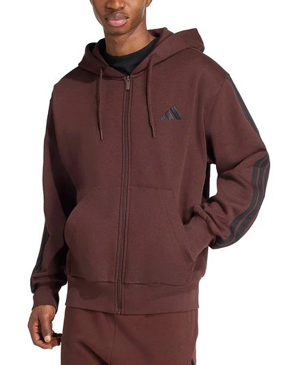 Мужская флисовая толстовка Adidas 3-Stripes на молнии, коричневая