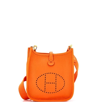 Женская сумка Hermès Evelyne TPM Gen III Clemence, оранжевая