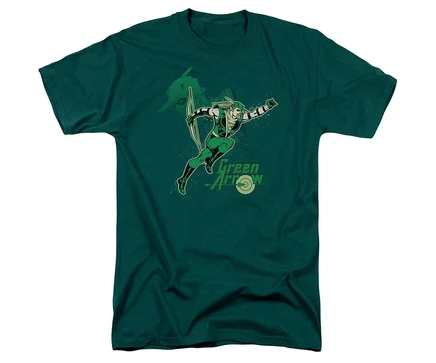 Dc Green Arrow Мужская футболка DC Comics Green Arrow Зеленая стрела в действии с коротким рукавом для взрослых green