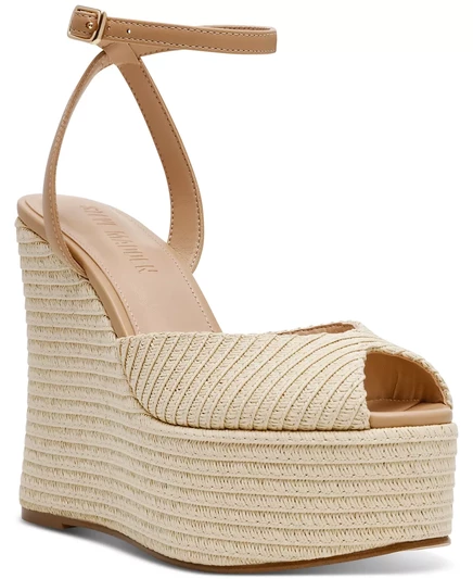  Женские босоножки на танкетке из рафии Wanona natural raffia