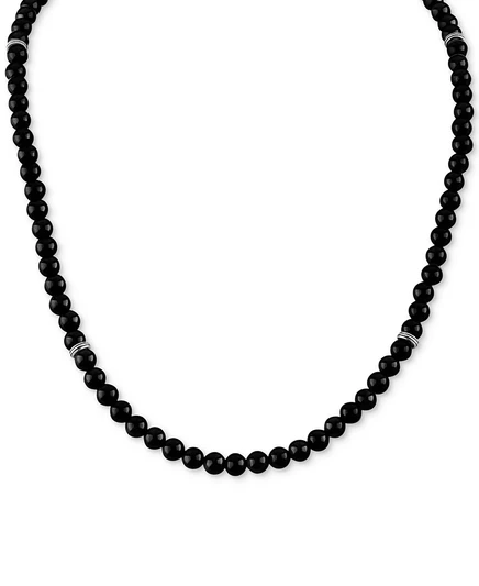 Мужское ожерелье Esquire Men's Jewelry из серебра с ониксом, 56 см, черное