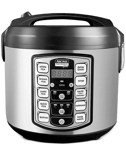 Профессиональная цифровая рисоварка, мультиварка и пароварка Aroma ARC-5000SB на 20 чашек серебристого цвета