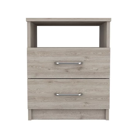 Прикроватная тумбочка FM FURNITURE Oklahoma,два выдвижных ящика, одна полка серая