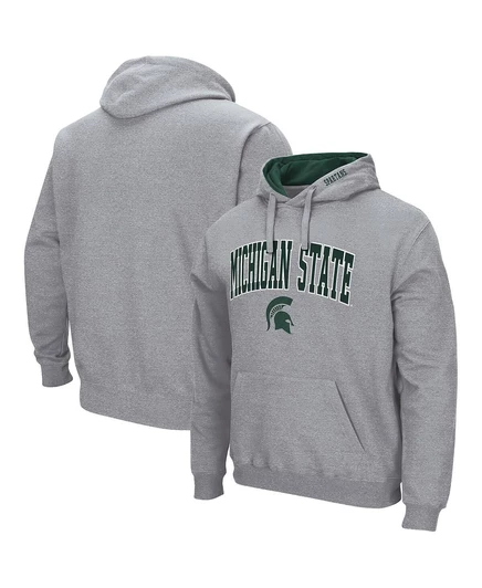 Мужская толстовка с капюшоном Michigan State Spartans Arch Logo 3.0, с капюшоном heathered gray