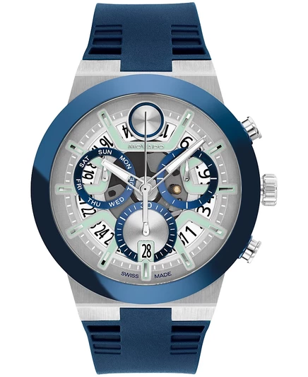 Мужские часы Movado Bold Fusion Swiss Quartz Chrono Blue из силикона, 44,50 мм