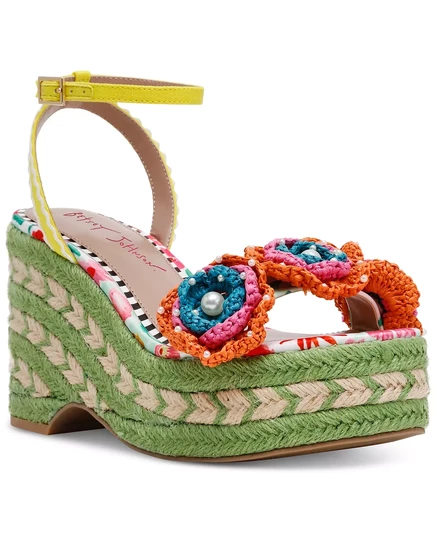  Женские босоножки Marabela Macrame на платформе и танкетке white multi