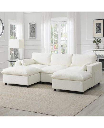 Модульный секционный диван из синели Streamdale Furniture с пуфиками и подушками