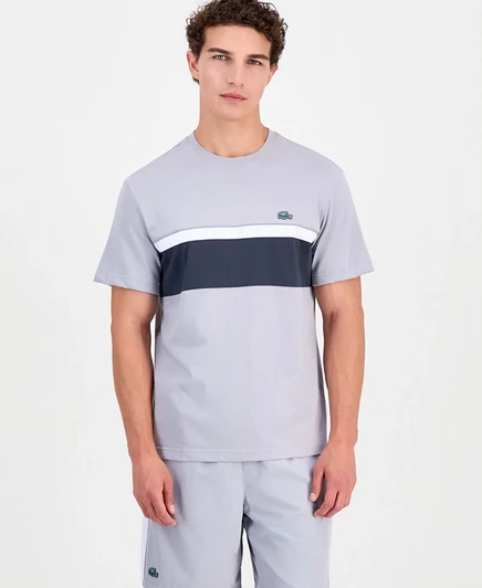 Мужская футболка с коротким рукавом в стиле колор-блок от Lacoste серого цвета