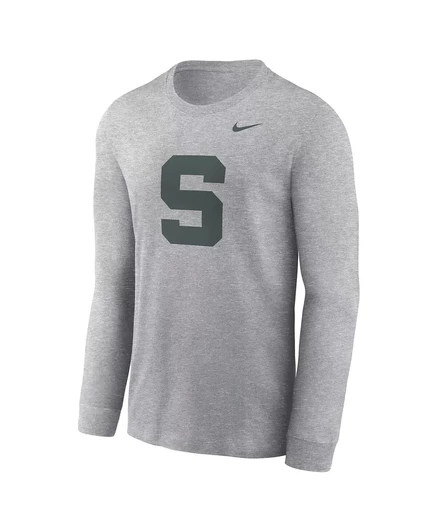 Мужская футболка Nike Michigan State Spartans с альтернативным логотипом и длинным рукавом heather gray
