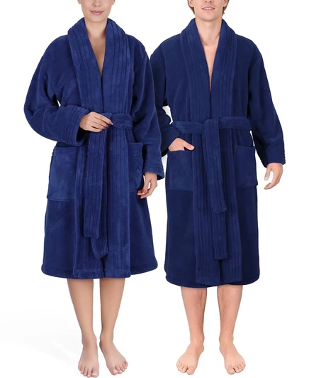 Унисекс халат american soft linen плюшевый, синий