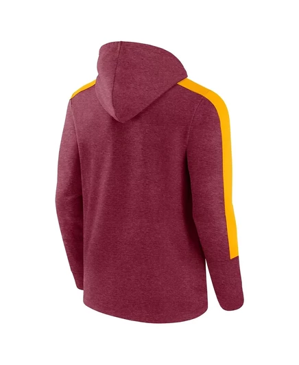 Мужская толстовка Fanatics Heather Burgundy Washington Commanders с капюшоном на полной молнии burgundy, gold