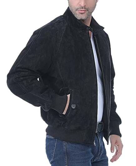 Мужская бомбер-куртка Landing Leathers WWII из замши, черная
