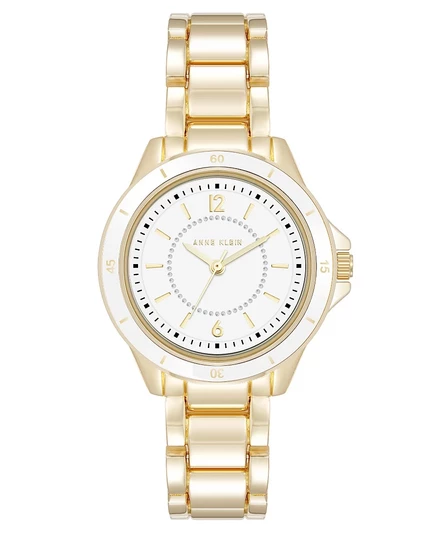 Женские кварцевые часы Anne Klein из белого с золотом металлического сплава, 31-миллиметровое золото
