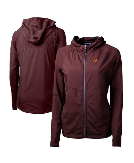 Женская худи на молнии Cutter & Buck Adapt Knit Washington Commanders, бордовая