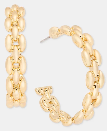 На 34-й золотой цепочке серьги-кольца среднего размера, 1,56 дюйма, Macy's Exclusive gold