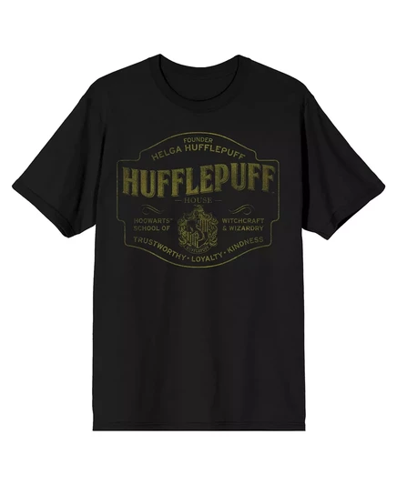  Мужская футболка Hufflepuff Hogwarts House с черным рисунком-3XL grey