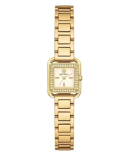 Женские часы Tory Burch The Kira Square Small Quartz с тремя ручками из нержавеющей стали, 19 мм