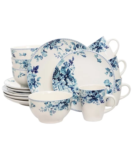 Набор посуды Elama Blue Rose, 16 предметов, на 4 перс., синий