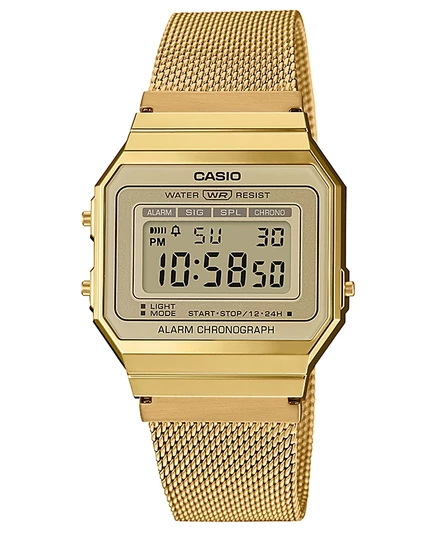 Унисекс часы Casio 35,5 мм с миланским браслетом, золотистые