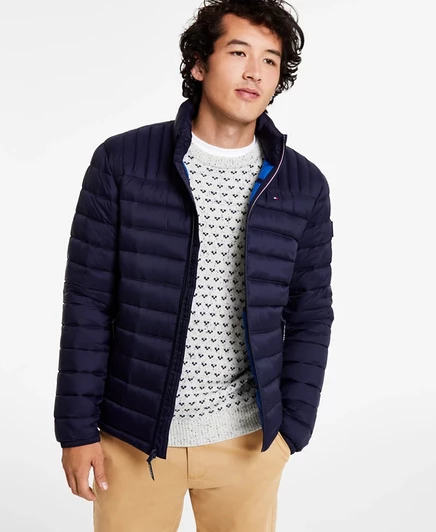 Мужская стеганая куртка Tommy Hilfiger, темно-синяя