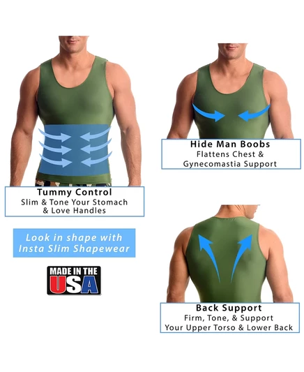 Мужская компрессионная майка InstaSlim Muscle Tank, зеленая