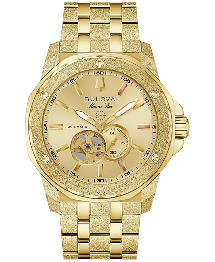 Мужские часы Bulova Marine Star Series A Marc Anthony с золотистым браслетом из нержавеющей стали, 35 мм, золото