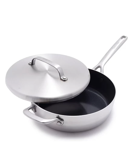 Сотейник GreenPan GP5 из нержавеющей стали 3,8 л с крышкой, серебристый