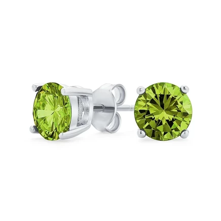Серьги Bling Jewelry с цирконием, серебро 925, оливковые