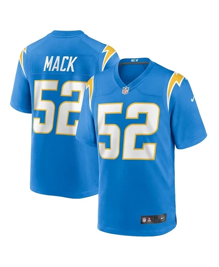 Мужская игровая футболка Nike Khalil Mack Los Angeles Chargers, голубая