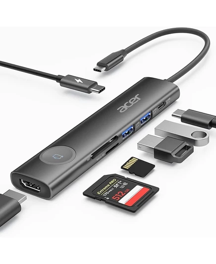 Многопортовый адаптер Acer 7-в-1 USB-C Hub серый