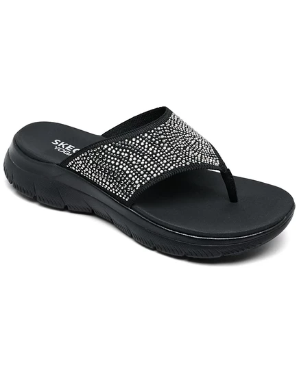 Skechers Women's Summits Sandal - непревзойденные блестящие сандалии-вьетнамки от Finish Line black