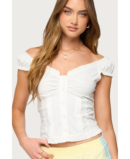 Женская блузка Edikted Arlow Ruffle, белая