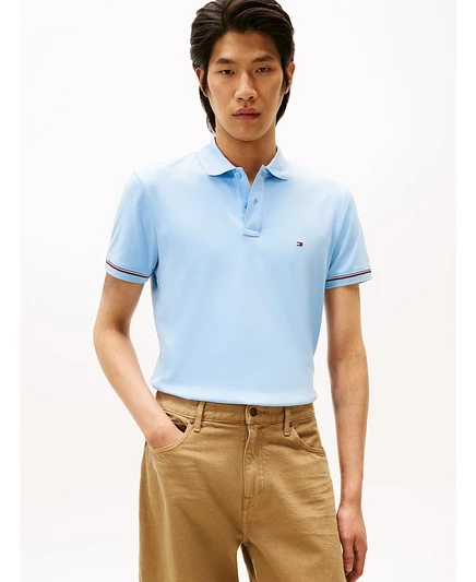 Мужское поло Tommy Hilfiger Slim Fit из хлопка, синее