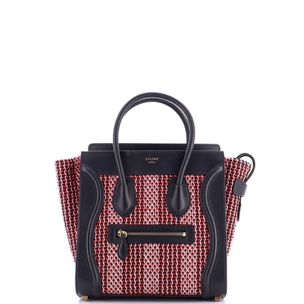 Женская сумка Celine Micro Luggage твидовая, красная
