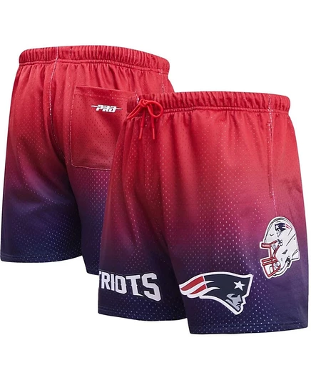Мужские шорты Pro Standard из темно-синей / красной сетки New England Patriots Ombre синего цвета