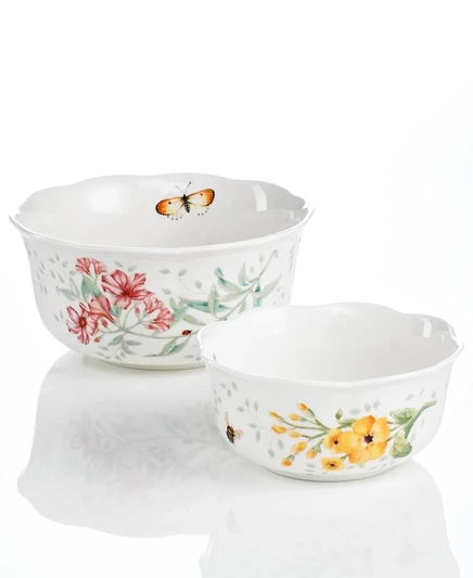 Набор вложенных мисок Lenox Butterfly Meadow, 2 шт., белые