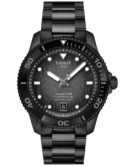 Мужские часы Tissot Seastar 1000 Powermatic 80 авт. 40 мм, черный PVD