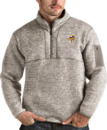 Мужской пуловер Antigua Minnesota Vikings Fortune с 1/4-молнией, овсяный