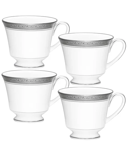 Набор чашек Noritake Crestwood Platinum на 4, белый