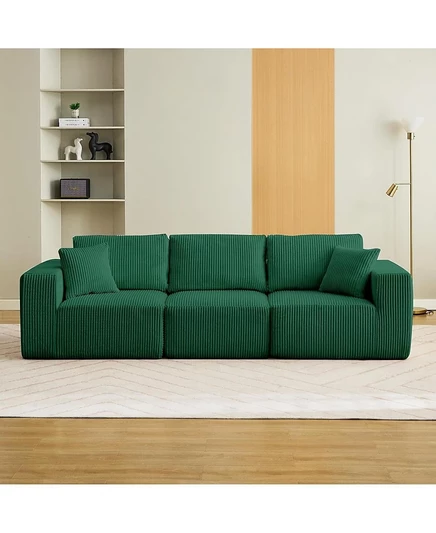 Секционный диван Gaomon 108" Cloud Modular Современный линейный диван с шезлонгом, Вельветовая ткань, Сборка не требуется, зеленый