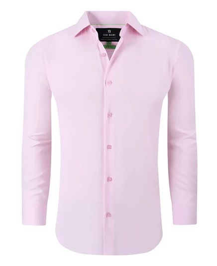  Мужская эластичная однотонная рубашка на пуговицах Performance light pink