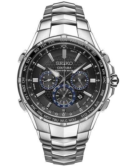 Мужские часы Seiko с солнечным хронографом Coutura на браслете из нержавеющей стали 45 мм SSG009
