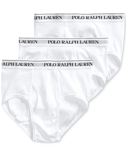 Мужские хлопковые трусы Polo Ralph Lauren из 3-х комплектов Big & Tall белого цвета