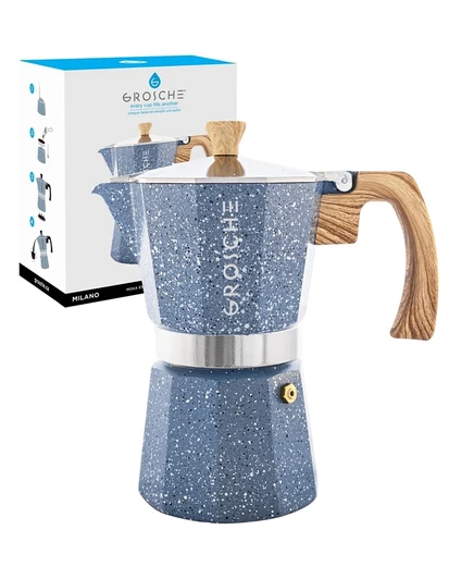 Гейзерная кофеварка Grosche Milano Stone на 9 чашек, синяя