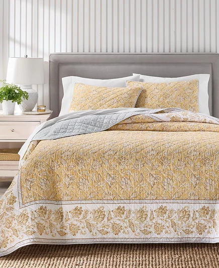 Набор стеганых одеял Charter Club Valencia Jacobean из 3 предметов, Queen, Эксклюзивный желтый Macy's