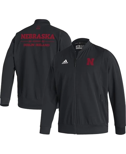 Мужская бомбер-куртка Adidas Nebraska Huskers, черная