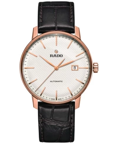 Мужские швейцарские часы Rado с автоподзаводом Coupole Classic на темно-коричневом кожаном ремешке 41 мм R22877025