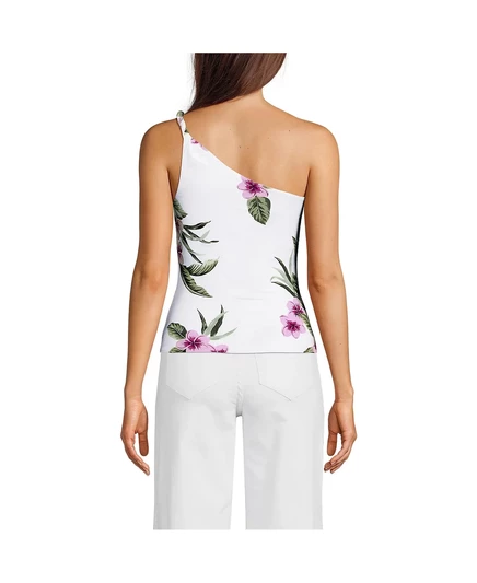 Женский облегающий топ на одно плечо от Lands'End white/magenta plumeria