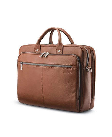 Деловая сумка Samsonite Classic Leather Toploader, коньячная
